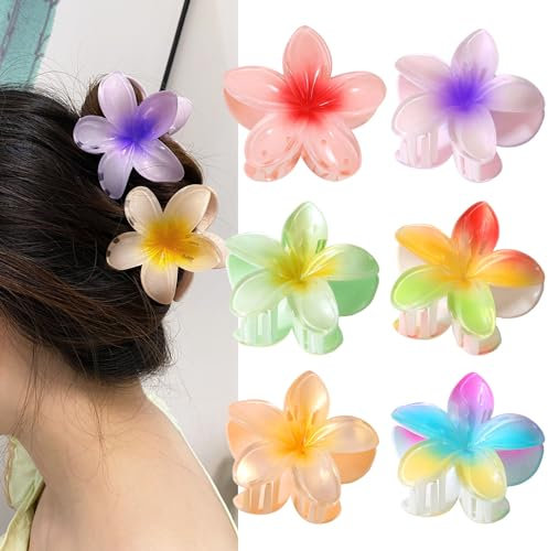 KUJAIS 6 Pièces Pince Cheveux Fleur: Grandes Pinces à Cheveux pour Femmes Fleurs Antidérapantes - Pinces à Griffes Mignonnes pour Cheveux Épais Et Fins Accessoires de Coiffure