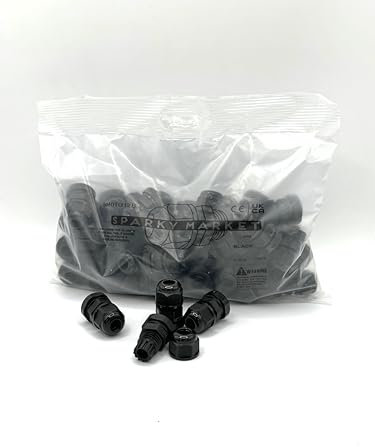Pack of 50 M12 Black 12mm IP68 Waterproof Nylon Cable Glands, Locknut and Washer for 3mm - 6.5mm Cables, Compression Stuffing Gland Connector Sparky Market