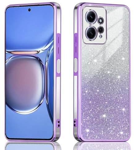 JNERBUYI Funda Bumper para Xiaomi Redmi Note 12 4G, Funda para móvil de Antigolpes, Carcasa Ultrafina Galvanizada, Funda Brillante para Niñas. Lavanda
