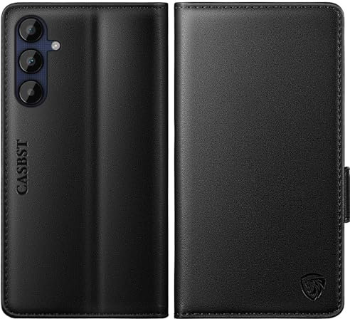 CASBST for Samsung Galaxy A25 5G Case, Kickstand Flip Leather Wallet Book Case with Card Slots Shockproof Magnetic Closure Protective Phone Case Cover Compatible with Samsung A25 - Black