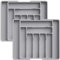 Lifewit Range Couverts pour Tiroir de Cuisine, Rangement Couvert Extensible et Ajustable, Support de Rangement en Plastique pour Couverts, Cuillères, Fourchettes, Couteaux, Paquet de 2,Gris