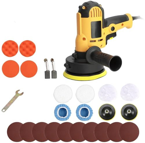 Polisseuses et lustreuses pour voitures Polisseuse électrique sans fil Mini polisseuse à main pour l'entretien de la voiture, le polissage, le cirage et l'élimination des rayures (Jaune)