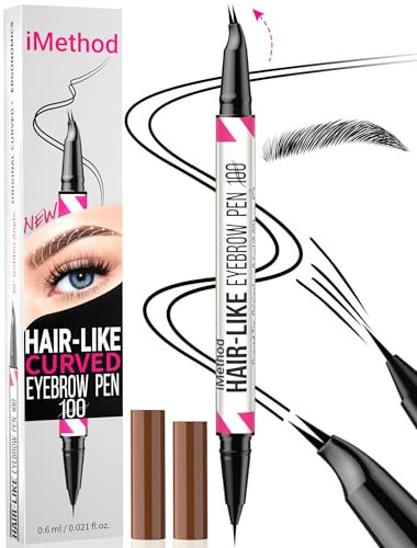 iMethod Curved Augenbrauenstift -Eyebrow Pencil 2-in-1 Dual-Ended Augenbrauenstift mit gebogener Spitze & präziser Bürstenspitze, Microblading-Augenbrauenstift für natürlich Augenbrauen, Black