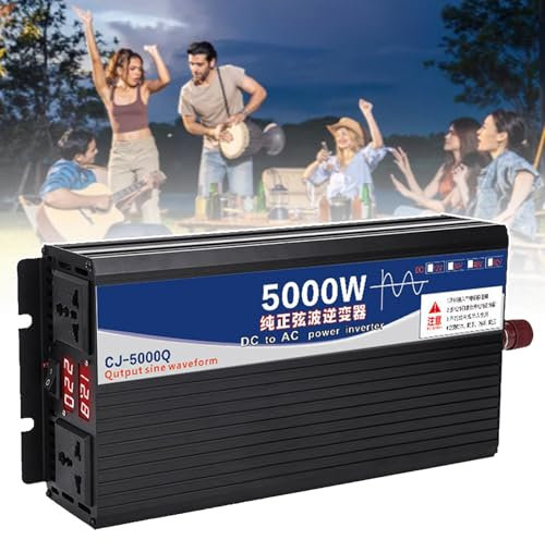 TBANVOO Onduleur Chargeur D'Efficacité éNergéTique à 90%, Onduleur Solaire Hybride à Double Prise, Convertisseur De Tension, Fabriqué en Alliage D'Aluminium,5000W-60Vto110V