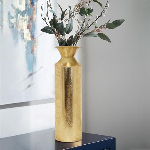 O5 goldene hohe Bodenvase, 41 cm, Metall, dekorative Blumenvasen für Zweige, Zweige und getrocknete Blumen, Heimdekoration, Einweihungsgeschenk für Spa, Reiki, Meditation, Einstellungen