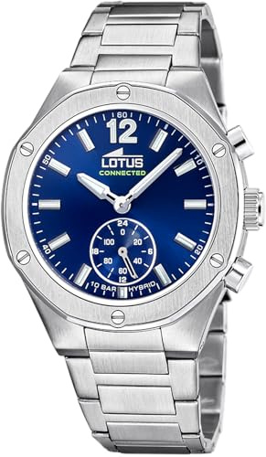 LOTUS Montre Intelligente Femme Hybride Connected Acier Inoxydable 316L - Verre minéral - Étanche 5 ATM - Contrôle Musique, podomètre, Notifications et rejet d’appels 18971/5