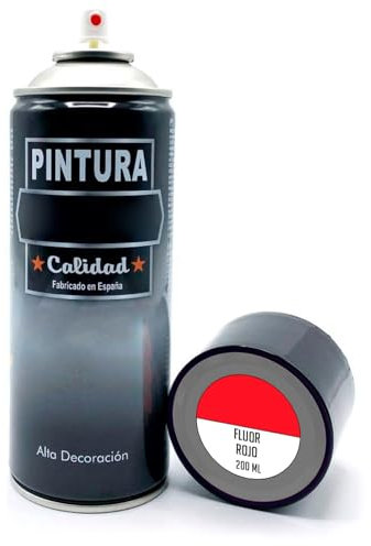 Acan Tradineur - Flacon de peinture en spray - Fabriqué en Espagne - Idéal pour toute surface, bois, métal, carton, pierre ou céramique - Capacité de 200 ml - Rouge fluo