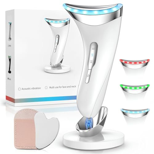 Face Massager,Face Lifting Device True Beauty Glow Facial Massager Red Light Therapy Face & Neck Lift Firming 3 Led Modes Face Sculpting Device For Skin Care With Base,Guasha Tool
