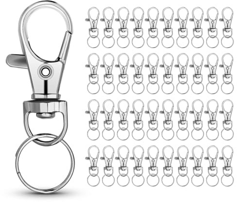40 Sets kleine Karabinerhaken aus Metall mit Schlüsselringen,Karabinerverschlüsse mit O-Ring für Schlüsselanhänger-Clip, Kunsthandwerk, DIY-Schmuckherstellung, Silber