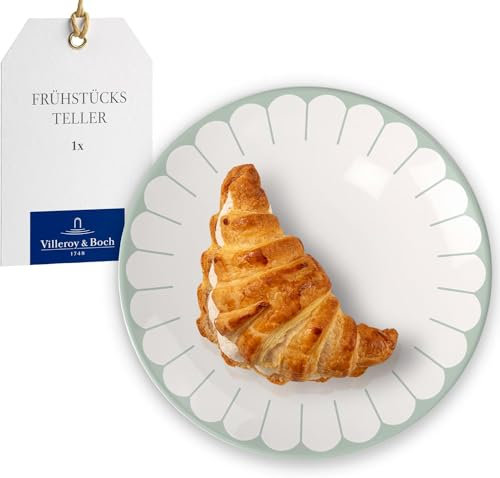 Villeroy & Boch - Fleur vert Frühstücksteller grün, Spülmaschinenfest, Mikrowellensicher, Dessertteller, Kleiner Teller für Frühstück, Desserts & Snacks, Kuchenteller, Premium Porzellan