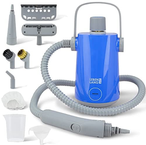 LEBENLANG Elektrischer Dampfreiniger Handgerät - 3,5 Bar & 1000W I 12x Zubehör I Steam Cleaner für alles I Damfreınıger für Fliesen und Fugen & Bad Auto Fenster Heißluft Dampf Reiniger Fugenreiniger
