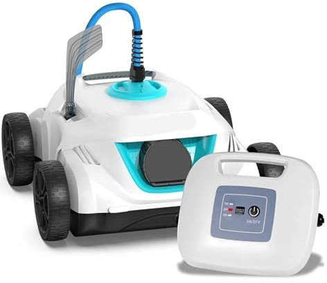 TIEOAXFT Aspirateur Automatique de Piscine, Robot aspirateur for piscines Hors Sol avec câble Flottant pivotant de 10 m - Orca 800 Mate, Blanc