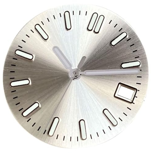 LNQKJXIIA NH35 NH36 Uhr Zifferblatt 29mm Gradienten Silber Lange Skala 3/Uhr Fuß(Silver)