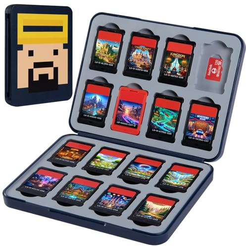 Funlab Switch 2 Game Case Compatible with 16 Cartridge Slots, Switch Game Holder case for Switch Game Card & SD Card Storage Small and Portable, Cute Dave The Diver Jointly-Designed, Magenic Closure