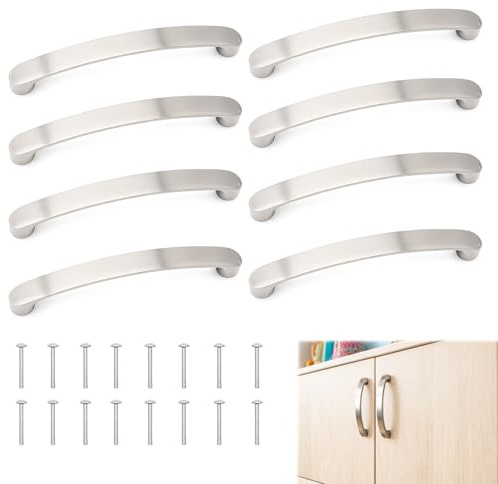 Tbintul 8 Pezzi Maniglie Cucina, Maniglie Mobili, Tiretti ad Arco Per Mobili, Maniglie Per Ante Armadio, Maniglie Armadio, Per Cucina, Cassetti, Camera Da Letto, Distanza Tra I Fori 128 mm