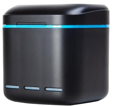 YUEFANSEN GoPro Hero 8/7/6/5 Akkuladegerät Kompatibel mit GoPro | Hero 8, 7, 6, 5 USB-C Ladebox mit 3 Ladeschächten und Speicherkartenfach