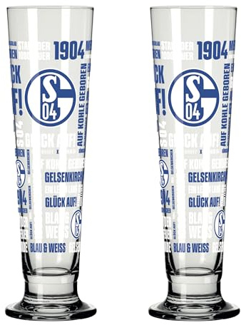 RITZENHOFF 9051001 Bierglas 398 ml - 2er Set - Serie FC Schalke 04-2 Stück mit Vereinsdekor - Made in Germany