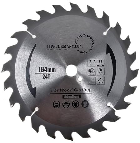 jjw-germany HW/HM Lame de scie circulaire 184 x 16 avec 24 dents alternèe pour Black&Decker Bosch Dewalt Skil et autre