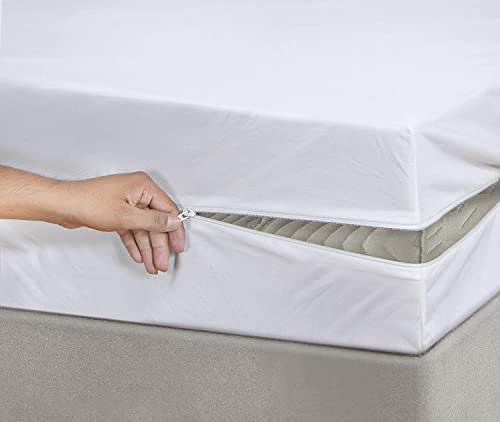 Bedding Care Uk - Funda de colchón Impermeable antialérgico con Protector de Cremallera para Polvo, bacterias, Insectos, Cubierta antichinches, Matrimonio Grande
