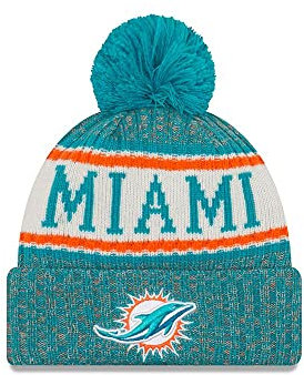 New Era ONF18 Sport Knit Bommelmütze Miami Dolphins Türkis, Size:ONE Size