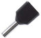 100x Zwillingaderendhülsen 2 x 1,5mm² / 8mm schwarz