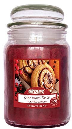AIRPURE Large Candle Scented, Cinnamon Fragrance, 18oz Jar, 120 Hour Ornamental Candles, Fill The Room with a Warm and Homey Fragrance, for The Bedroom, Bathroom, Family Room or Office