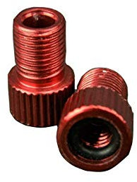 GreVeloro Ventiladapter Set Fahrrad Auto Auswechseladapter Ventil-Adapter 5 Farben zur Auswahl mit Gummi Dichtung Dunlopventil Blitzventil SV-Ventil Rennrad-Ventil Sclaverand 2er Set (Rot)