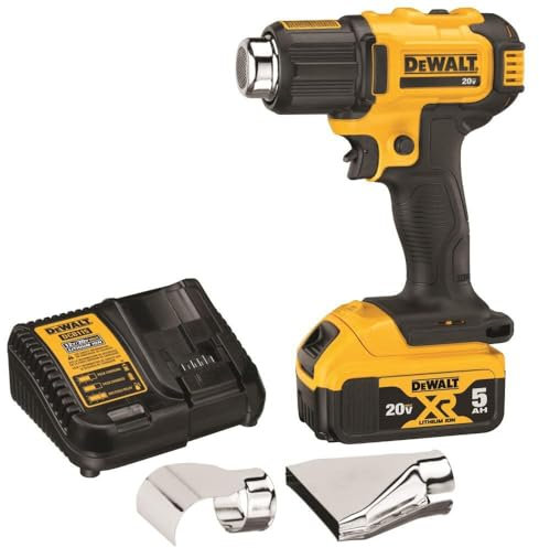DEWALT 20V MAX Heat Gun Kit, Cordless, Up to 990 Degrees, 42 Minutes of Run Time, LED Light, Battery and Charger Included (DCE530P1)