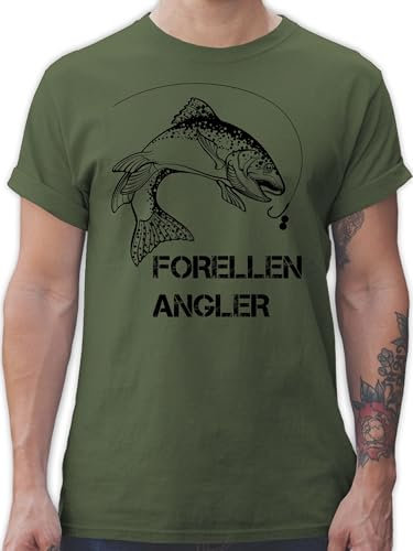 T-Shirt Herren - Angler Geschenke & Angeln Zubehör - Forellenangler - schwarz - XXL - Army Grün - angelshirts Angel Fischer Tshirt angelbekleidung Fischerei Forelle Shirt angelshirt fischen