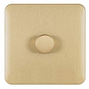 Schneider Electric Lisse Screwless Deco GGBL6011CSBS Mains Dimmer 1 Gang 1 way 250W SB display pack, Satin Brass