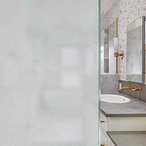Fensterfolie Selbsthaftend, Sichtschutzfolie Fenster Milchglasfolie Statische Haftende Blickdicht Privatsphäre Scheibenfolie Anti-UV & Sichtschutz für Bad Badzimmer oder Büro Zuhause - [44,5x200 cm]