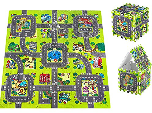 Moby-System Puzzlematte für Babys, 90 cm x 90 cm x 1 cm, Spielmatte, geruchlos, Matte große, Puzzle Matte für Jungen & Mädchen, Spielmatte schadstofffreie, geruchlose Krabbelmatte