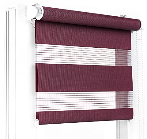 Fenster DEKOR - Rollos für Fenster Weinrot - Klemmfix Rollo ohne Bohren 150 x 130 cm - Doppelrollo mit einer breiten Auswahl an Größen und Farben - Blickdichte Rollos, einfach zu montieren