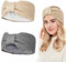 2 Stück Strick Stirnband Winter Damen Elastische Haarreifen Gestrickte Stirnbänder Ohrenwärmer mit Fleece Innenfutter für Mädchen Damen, Grau, Beige