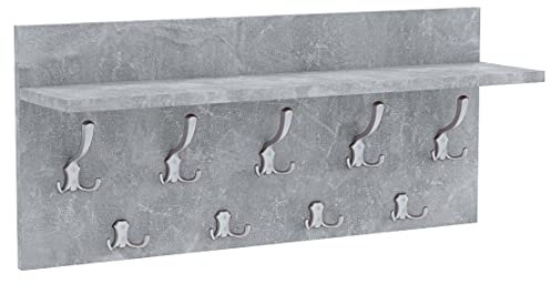 AKKE Garderobenpaneel Garderobenleiste Wandgarderobe Mit Ablage Wandpaneel Garderobe PVC Verti 40x90 cm ALUMINIUM | BETON