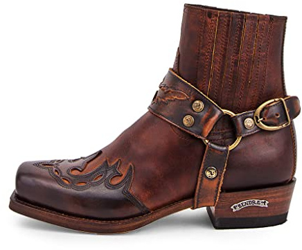Sendra Boots - 7811 Stivali da cowboy da donna e da uomo con tacco e punta tonda - Stile Camper Boots marrone - Stivali alla moda - 38