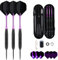sanfeng Dartpfeile mit Metallspitze Steeldarts 22 Gramm mit Lila Aluminum Schafts 9 Flights, 50 Anti-Lose Gummiringe 12 Spring Rings 1 Dart Tool Sharpener