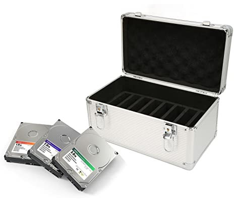 VBESTLIFE Hard Drive Case, 3.5inch IDE SATA HDD 10 Bay Multi Protection HDD Storage Box Suitcase, Aluminum & EVA Protection Suitcase for 10 X 3.5inch Hard Drives