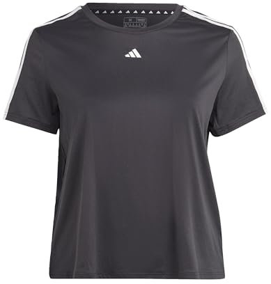 adidas Damen AEROREADY Train Essentials 3-Stripes Tee (Plus Size), Black/White, 4XL Plus