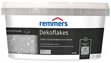 Remmers Dekoflakes blanc, 0,5 kilogramme, Additif pour peinture, Paillettes décoratives pour les peintures de sol. Couleur unie ou multicolores, durables et résistantes à la lumière