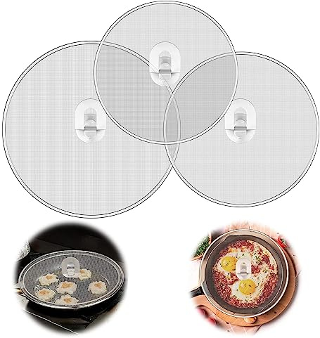 Ticeed 3 Stück Edelstahl Spritzschutz Spritzer Schirm Bratpfanne Deckel Rostfreier Spritzschutzdeckel Spritzschutz für Bratpfanne Küchen Bratpfanne Öl Wasser Proofing Deckel