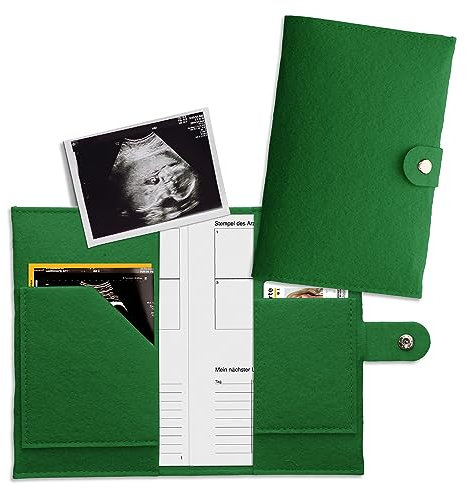 kwmobile Hülle für Mutter-Kind-Pass aus Filz - Cover für österreichischen Mutterpass - Schutzhülle mit extra Fächern - Grün