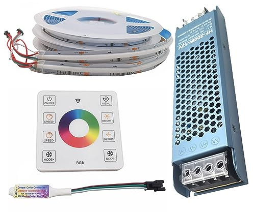 FCOB RGB IC LED Lichtstreifen WS2811 Adressierbare 720LEDs Traumfarbe DC12V 10M COB Fließendes Wasser Hochflexibel mit RF Touch Panel Controller 12V 200W Netzteil