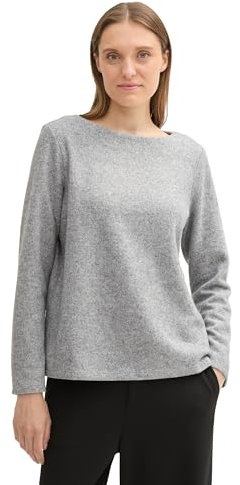 TOM TAILOR Damen RIPP Sweatshirt mit Knöpfen, 21373 - Medium Silver Grey Melange, XXXL