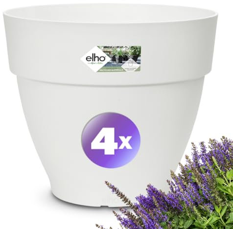 Gardebruk® 4X Pots de Fleurs Vibia Campana Blanc 25x21cm Rond Cache-Pot Pot à Plantes Plastique Caisse à Fleurs Jardin
