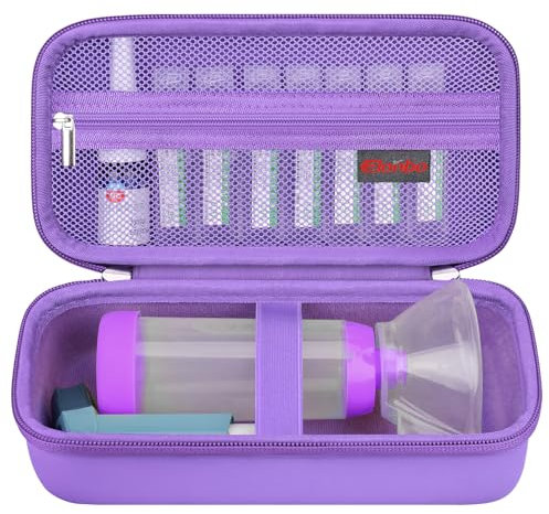 Elonbo Tragetasche ​ Für Asthma-Inhalator, Inhalator Spacer für Kinder und Erwachsene, Masken, Inhalator Halter Asthma Travel Organize Tasche, Lila (nur Fall)