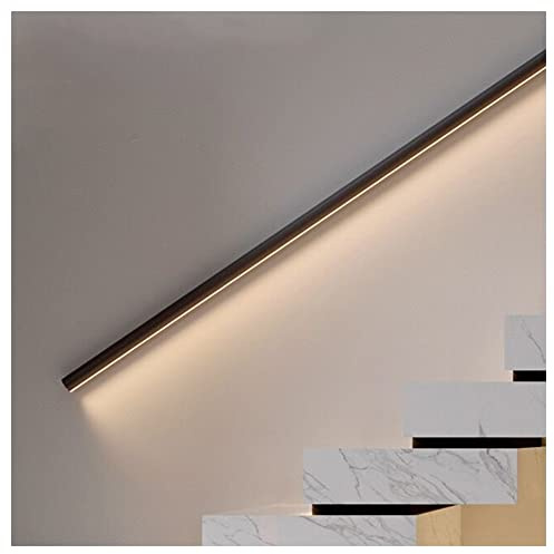 CENAP LED-Aluminium-Handlauf – Leuchtendes Kabelgeländer-Komplettset – Beleuchtungs-Treppenhandlauf für Außen- und Innentreppen (Farbe: Schwarz, Größe: 19,7 Zoll/0,5 m)