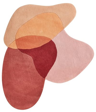 Beliani Teppich aus Wolle rot/rosa/orange bunt 140 x 140 cm unregelmäßige Form Sinjuwi
