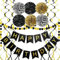 Geburtstagsdeko Schwarz Gold Silber 14 Stück SKYIOL Geburtstag Deko Set mit Happy Birthday Girlande Papier Pompoms Dot Banner Deckenhänger Spiral für Jungen Mann Geburtstag Deko