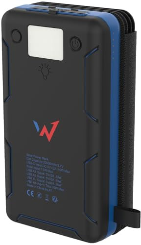 Wonder Full Power - Batterie Externe Solaire 20 000 mAh - 2 Port USB-A & 1 Port USB-C - Compatible avec iPhone, Samsung, Huawei, Xiaomi et Autres - Câble USB-C fourni.